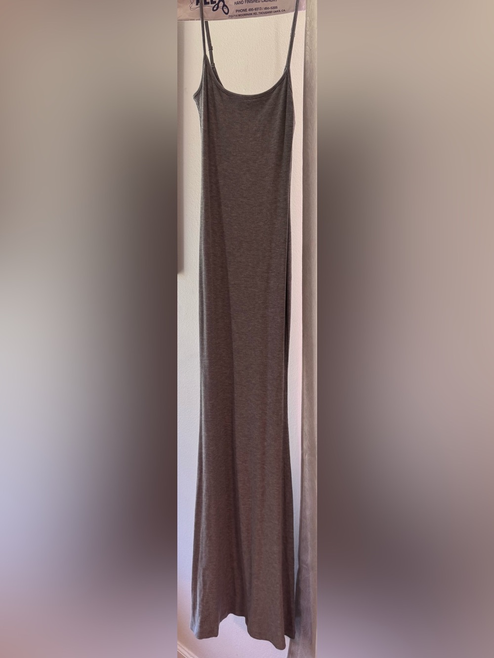 Classic Ribbed Knit Body-con Dress- Gray